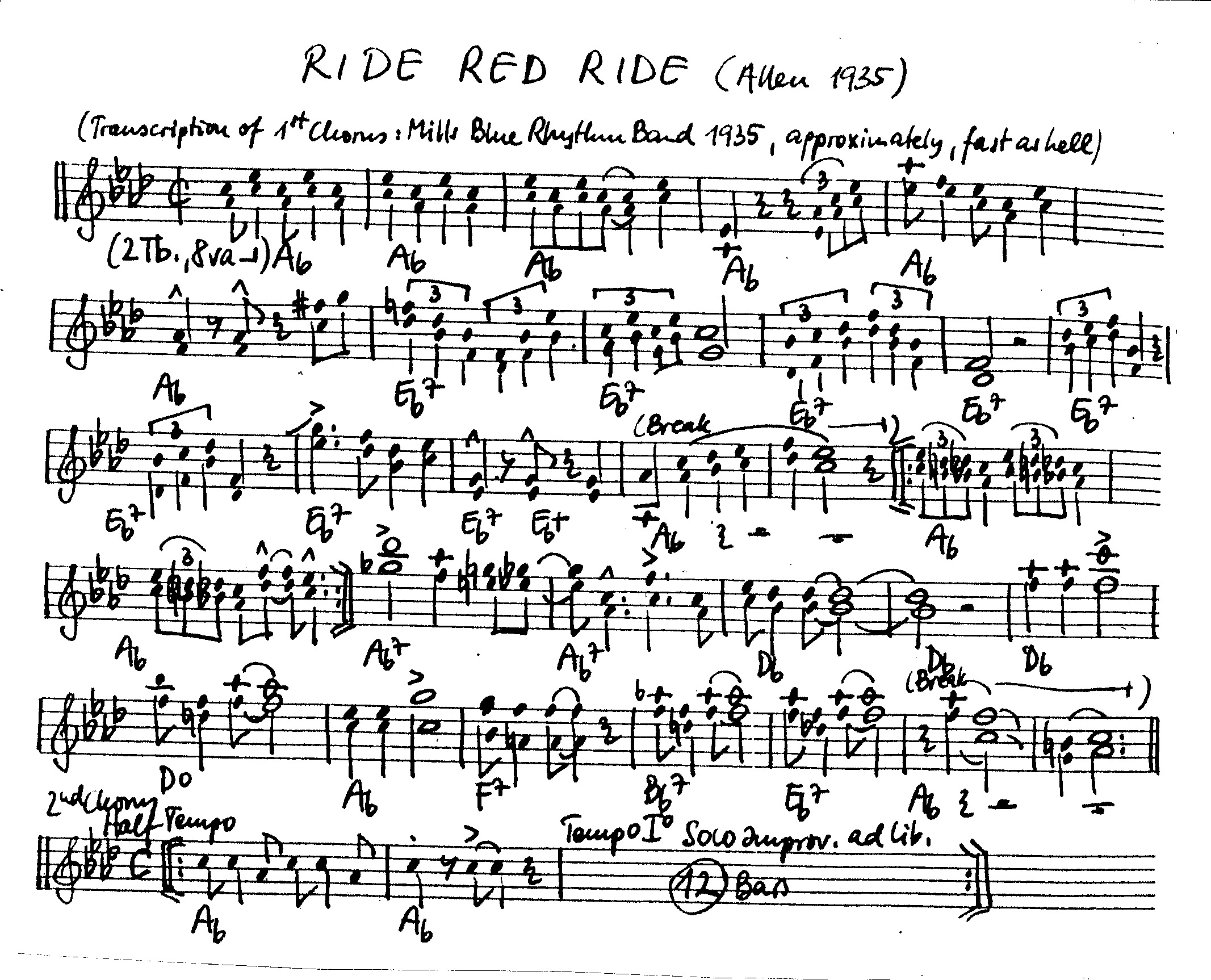 ride red ride leadsheet – book us for your next 20s or gatsby event